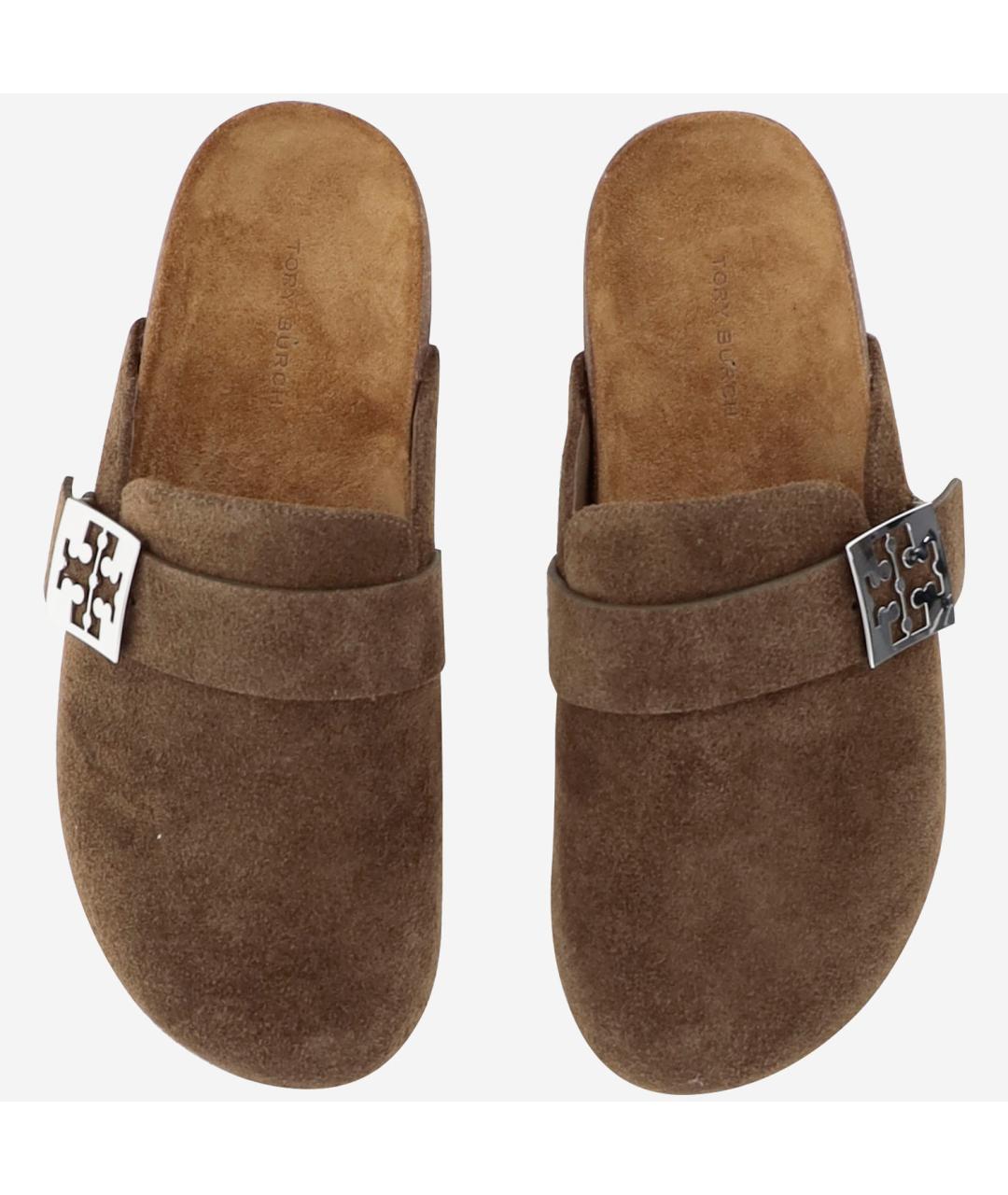 TORY BURCH Коричневые кожаные сабо, фото 2