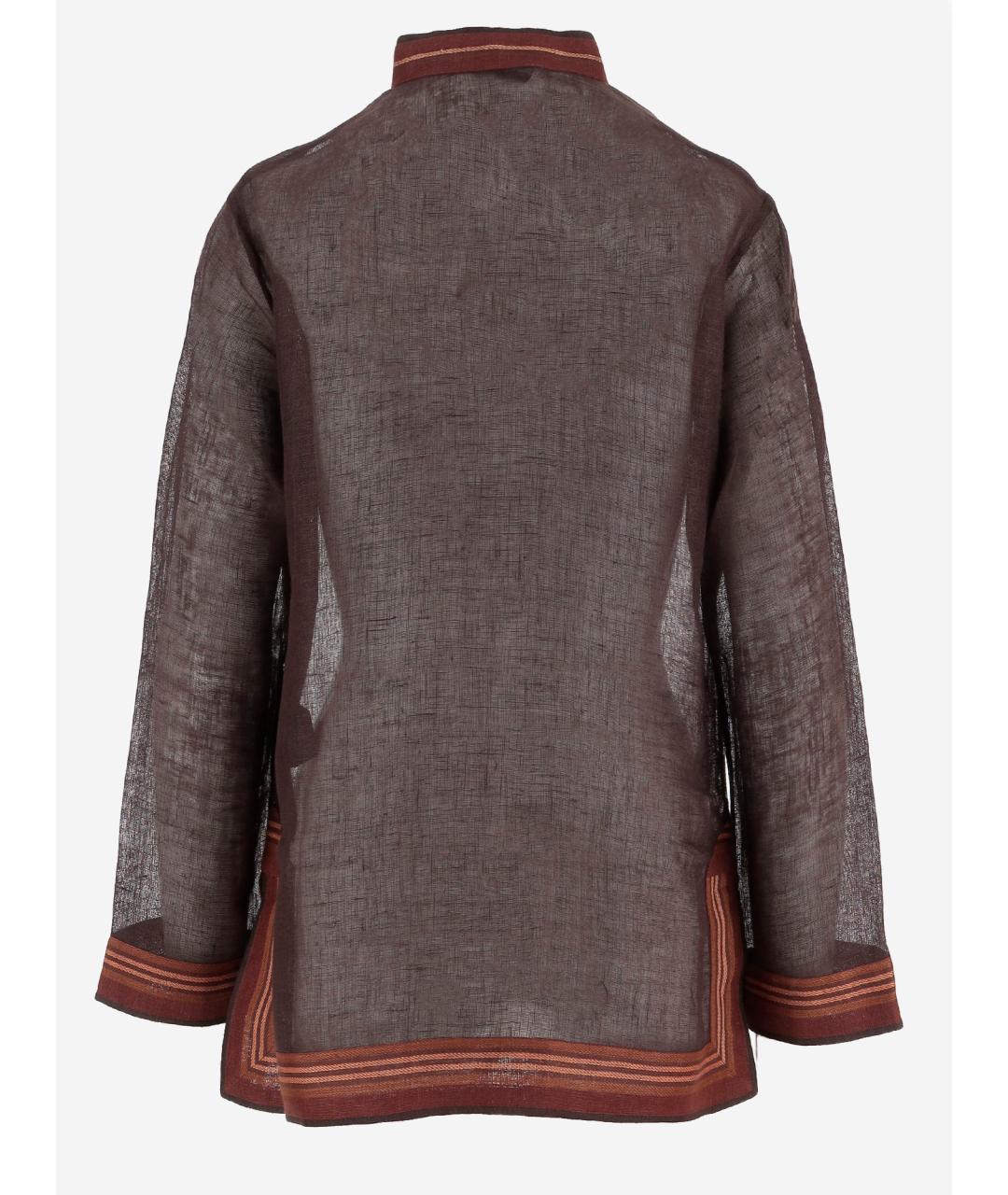 TORY BURCH Коричневая льняная блузы, фото 2