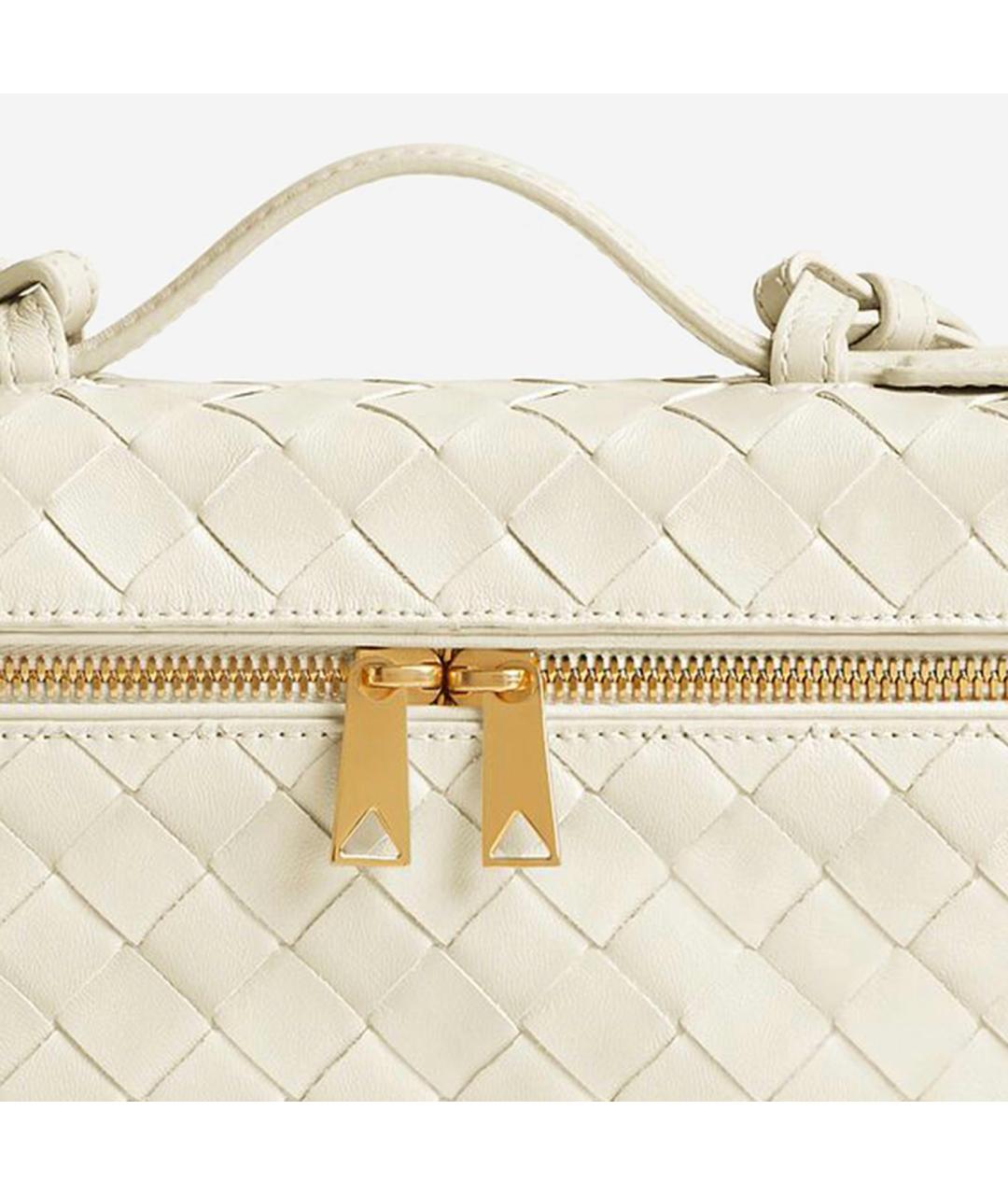 BOTTEGA VENETA Белая кожаная сумка через плечо, фото 4