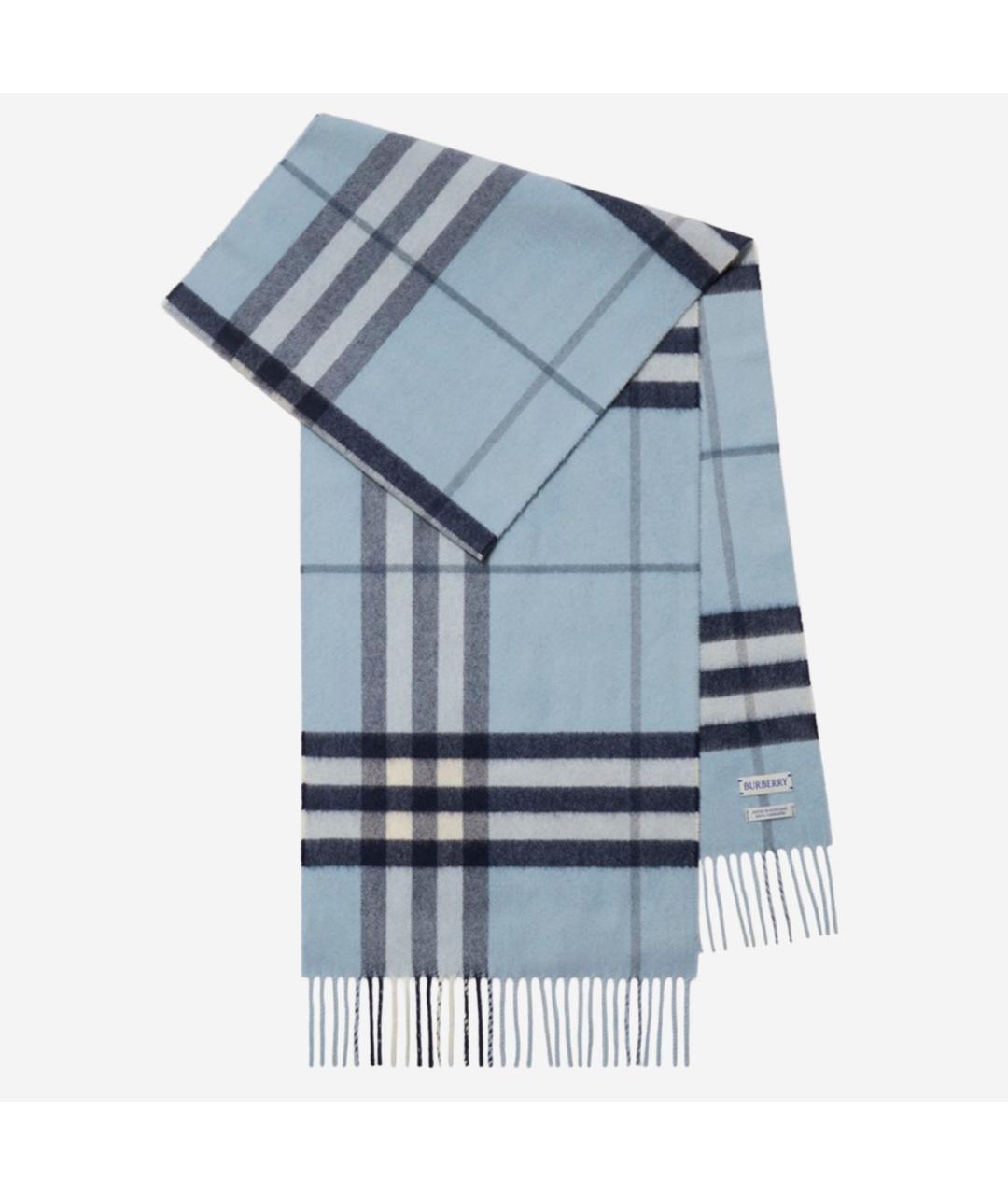 BURBERRY Голубой кашемировый шарф, фото 2