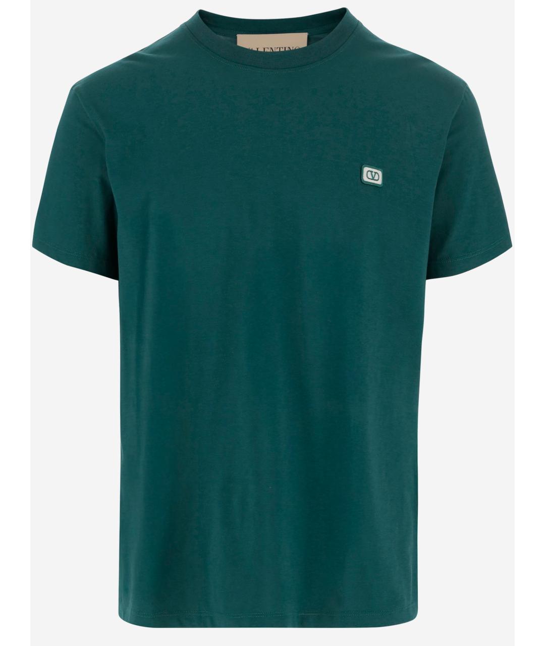 VALENTINO Бирюзовая хлопковая футболка, фото 1