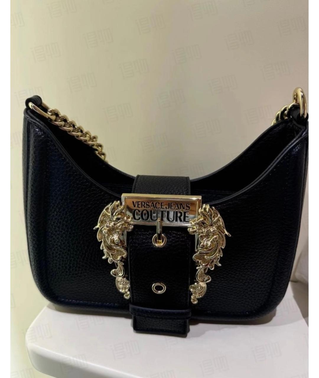 VERSACE JEANS COUTURE Черная кожаная сумка с короткими ручками, фото 5