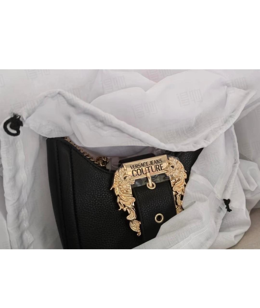 VERSACE JEANS COUTURE Черная кожаная сумка с короткими ручками, фото 4