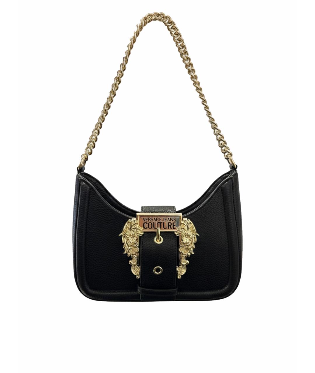 VERSACE JEANS COUTURE Черная кожаная сумка с короткими ручками, фото 1