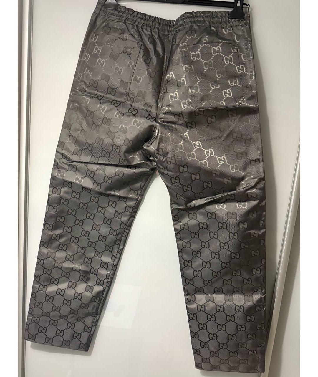 GUCCI Серебряные полиамидовые повседневные брюки, фото 2