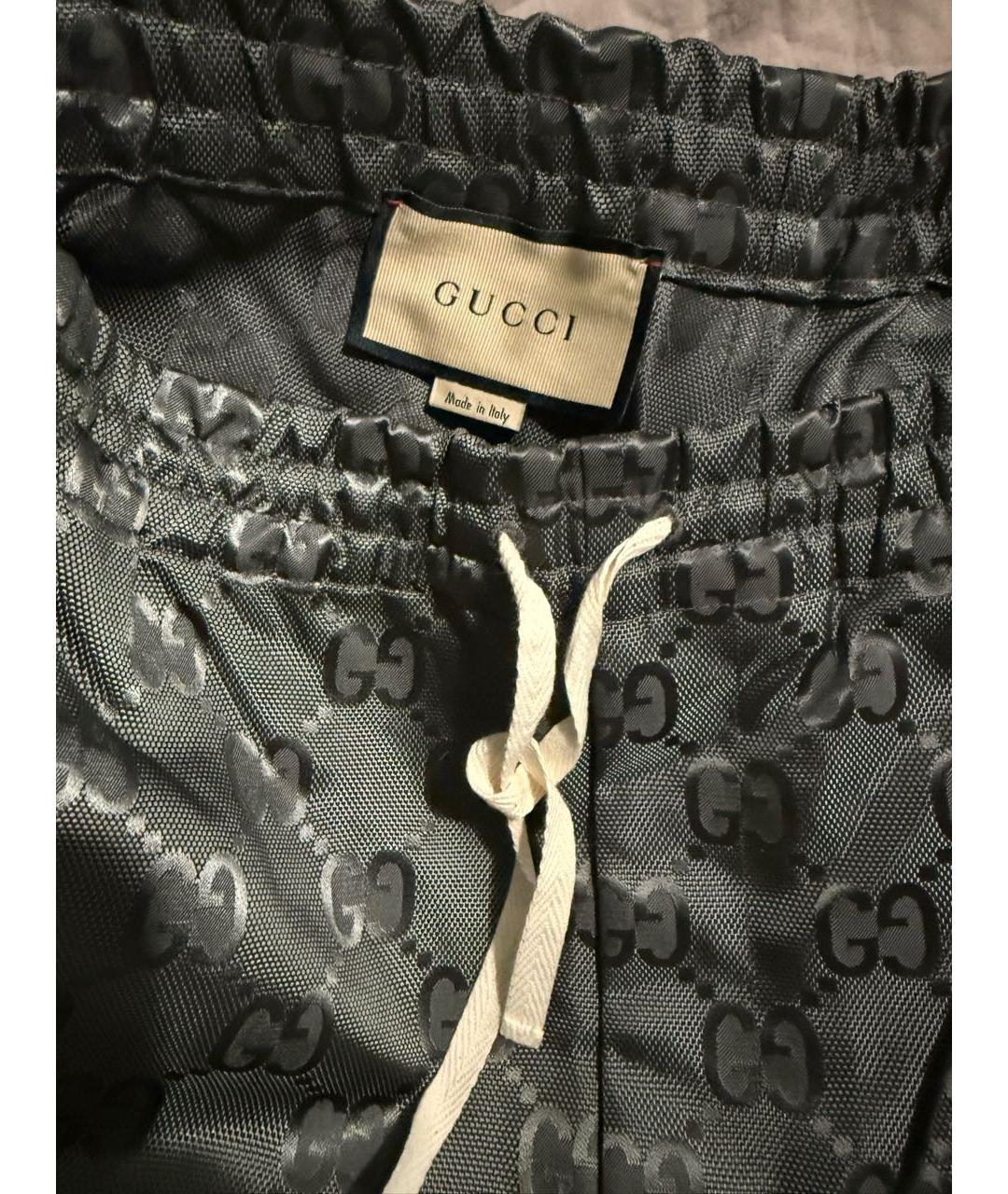 GUCCI Серебряные полиамидовые повседневные брюки, фото 3