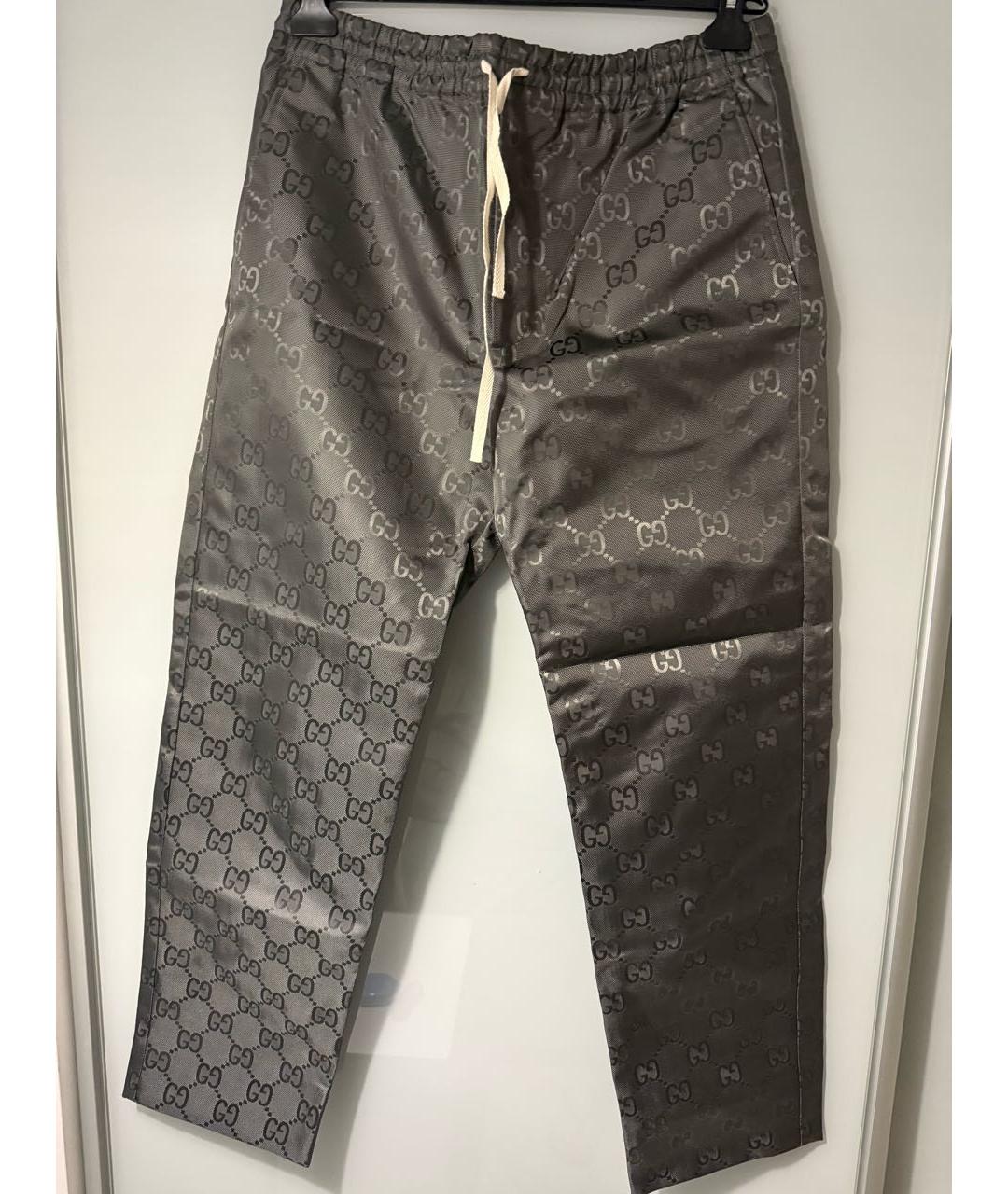 GUCCI Серебряные полиамидовые повседневные брюки, фото 5