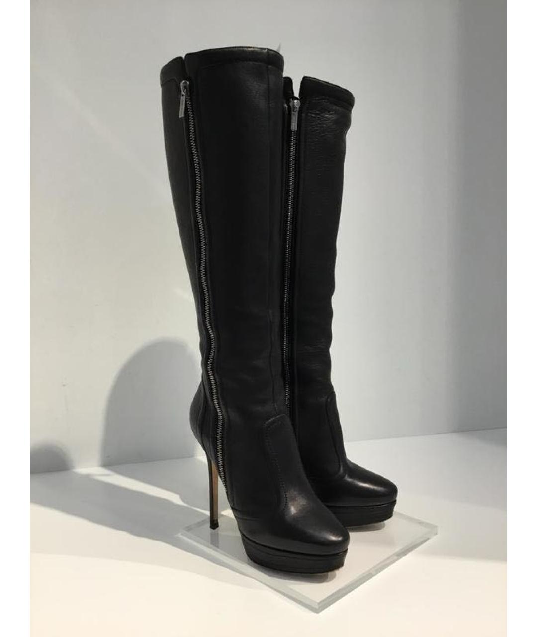 JIMMY CHOO Черные кожаные сапоги, фото 2