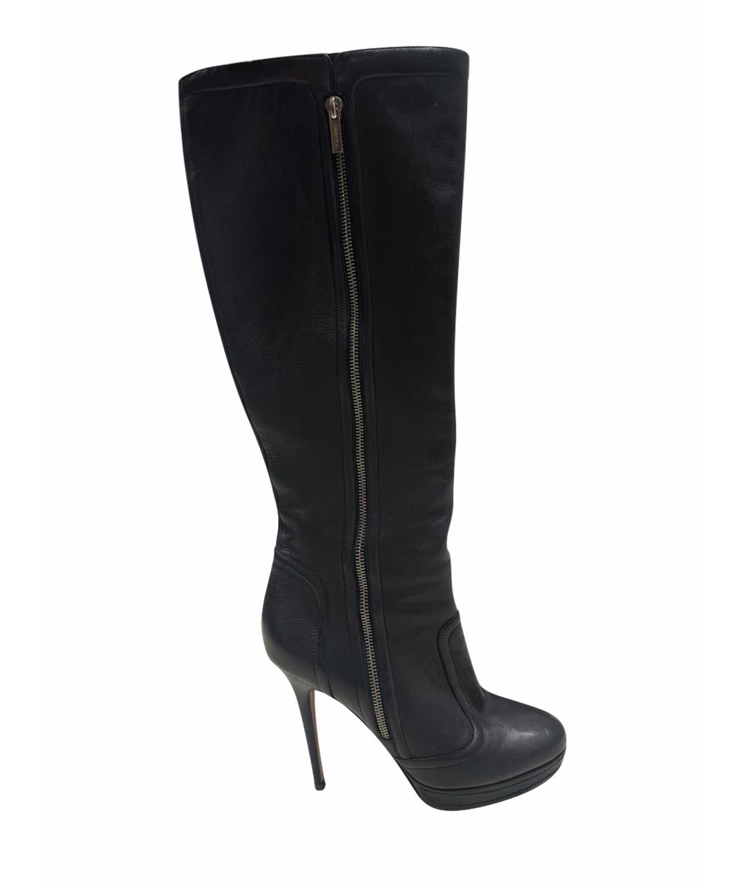JIMMY CHOO Черные кожаные сапоги, фото 1