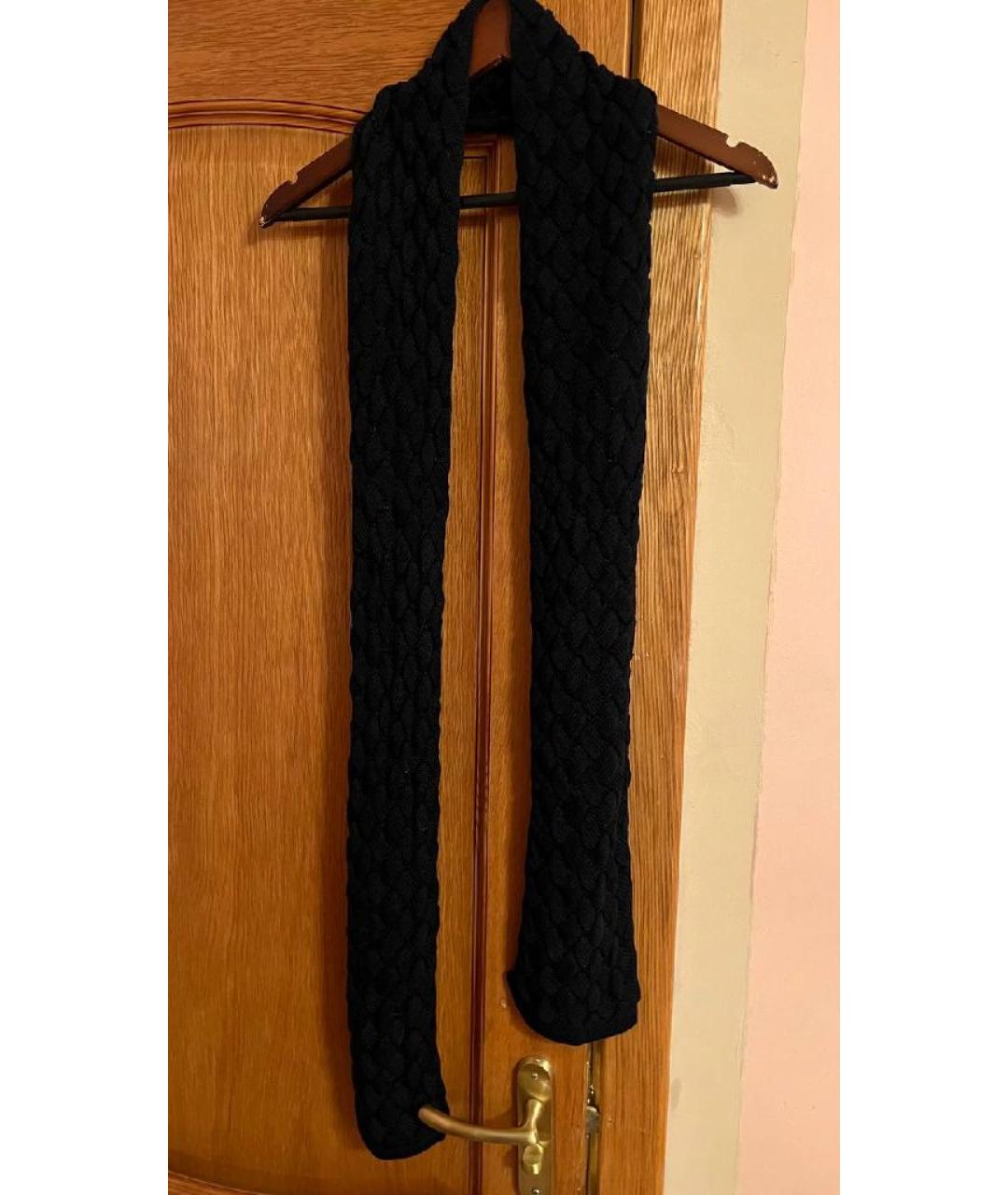 BOTTEGA VENETA Черный шерстяной шарф, фото 7
