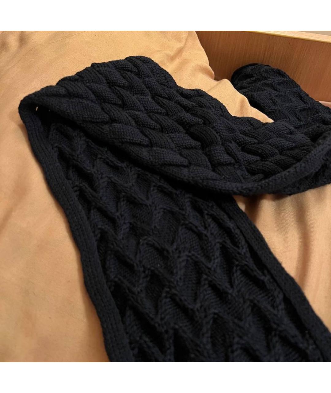 BOTTEGA VENETA Черный шерстяной шарф, фото 4