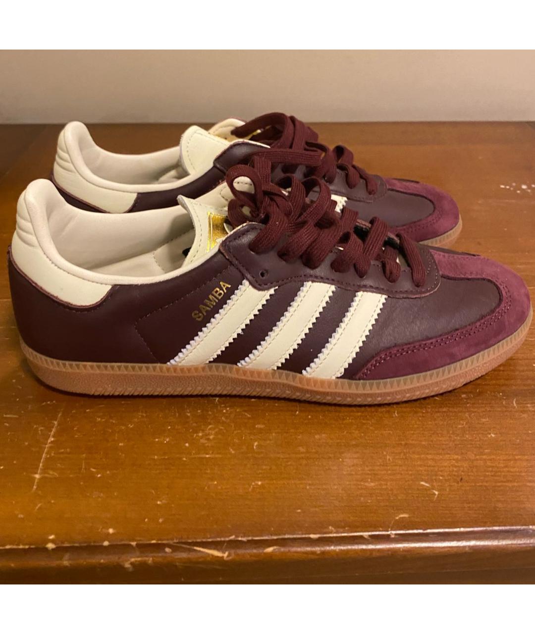 ADIDAS Бордовые кожаные кроссовки, фото 4