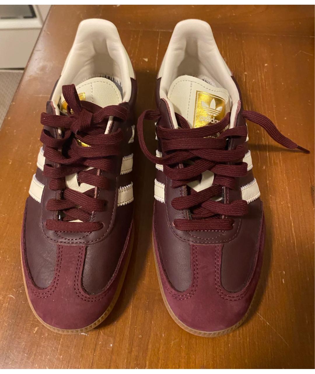 ADIDAS Бордовые кожаные кроссовки, фото 3