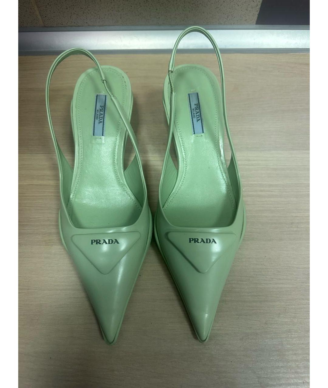 PRADA Зеленые кожаные туфли, фото 5