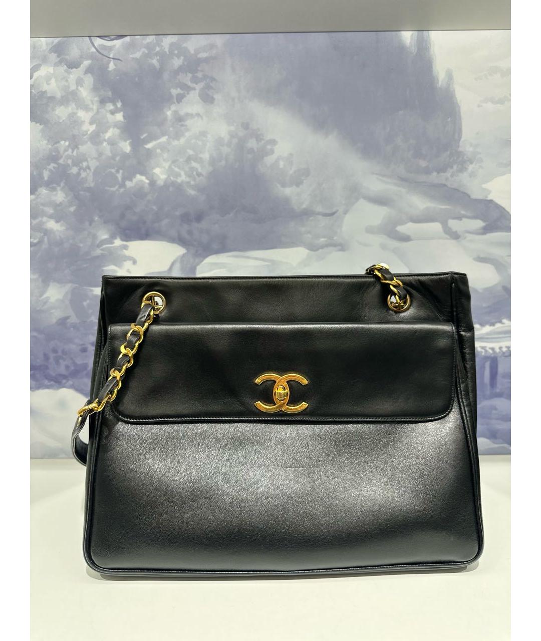 CHANEL Черная кожаная сумка через плечо, фото 6