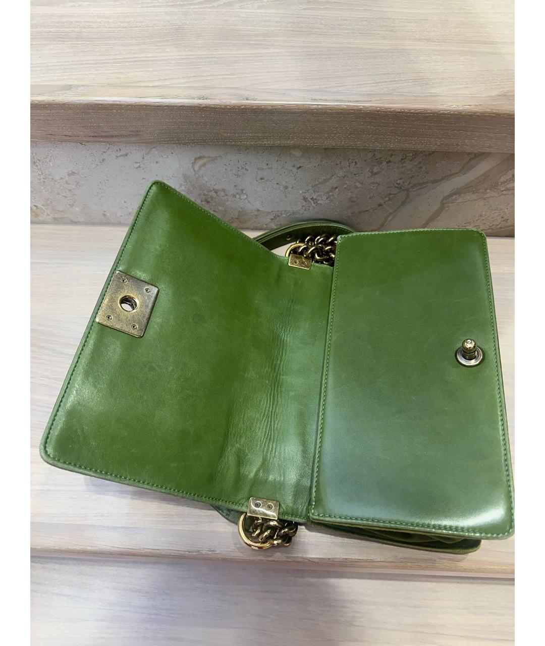 CHANEL Зеленая шерстяная сумка через плечо, фото 6