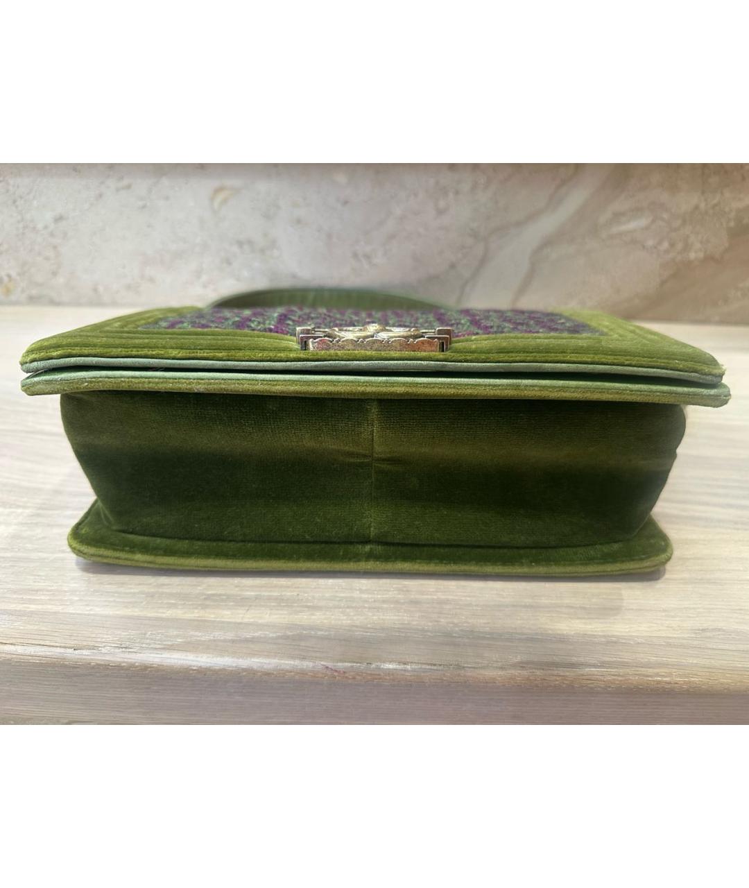 CHANEL Зеленая шерстяная сумка через плечо, фото 4