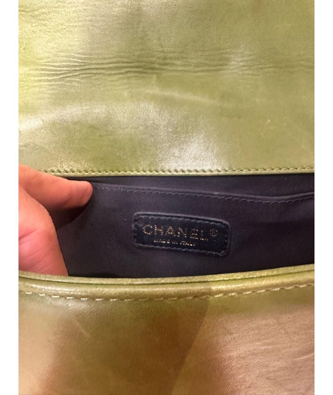 CHANEL Зеленая шерстяная сумка через плечо, фото 7