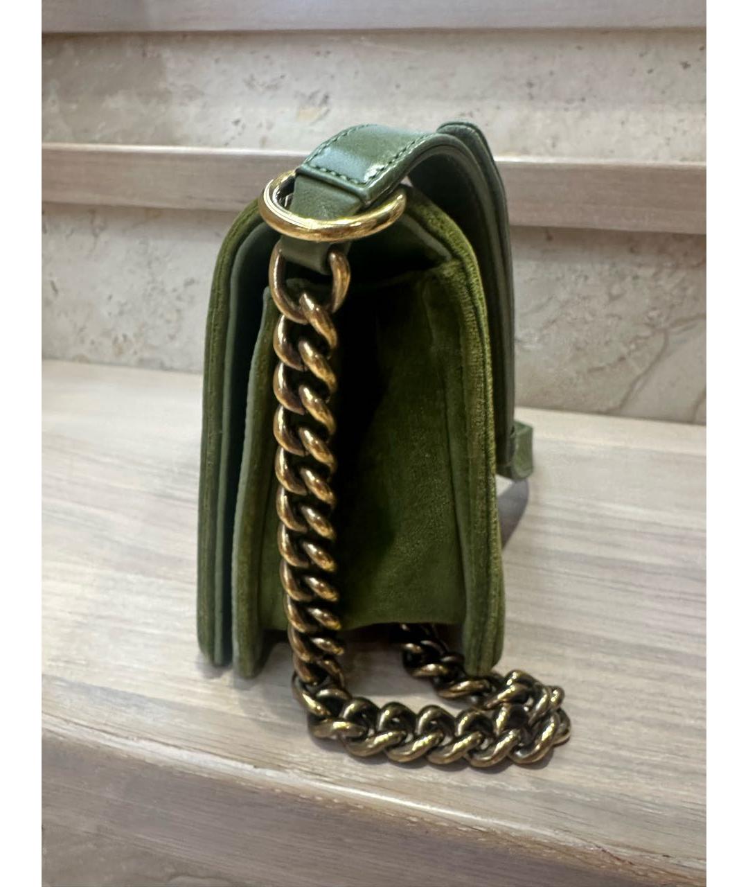 CHANEL Зеленая шерстяная сумка через плечо, фото 3