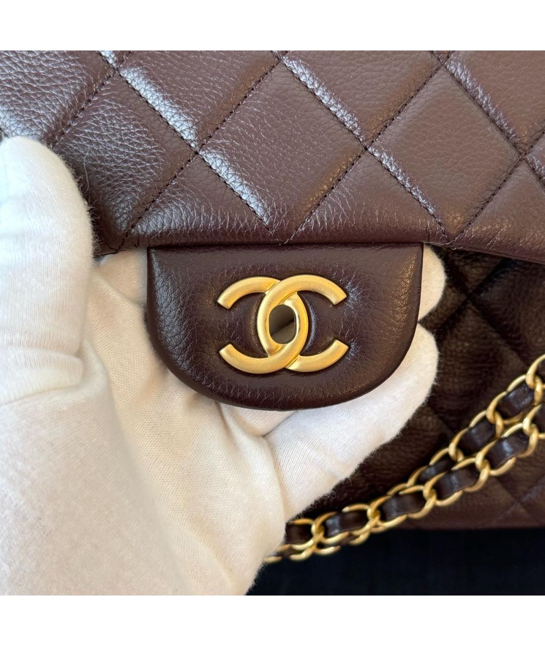 CHANEL Коричневая кожаная сумка через плечо, фото 6