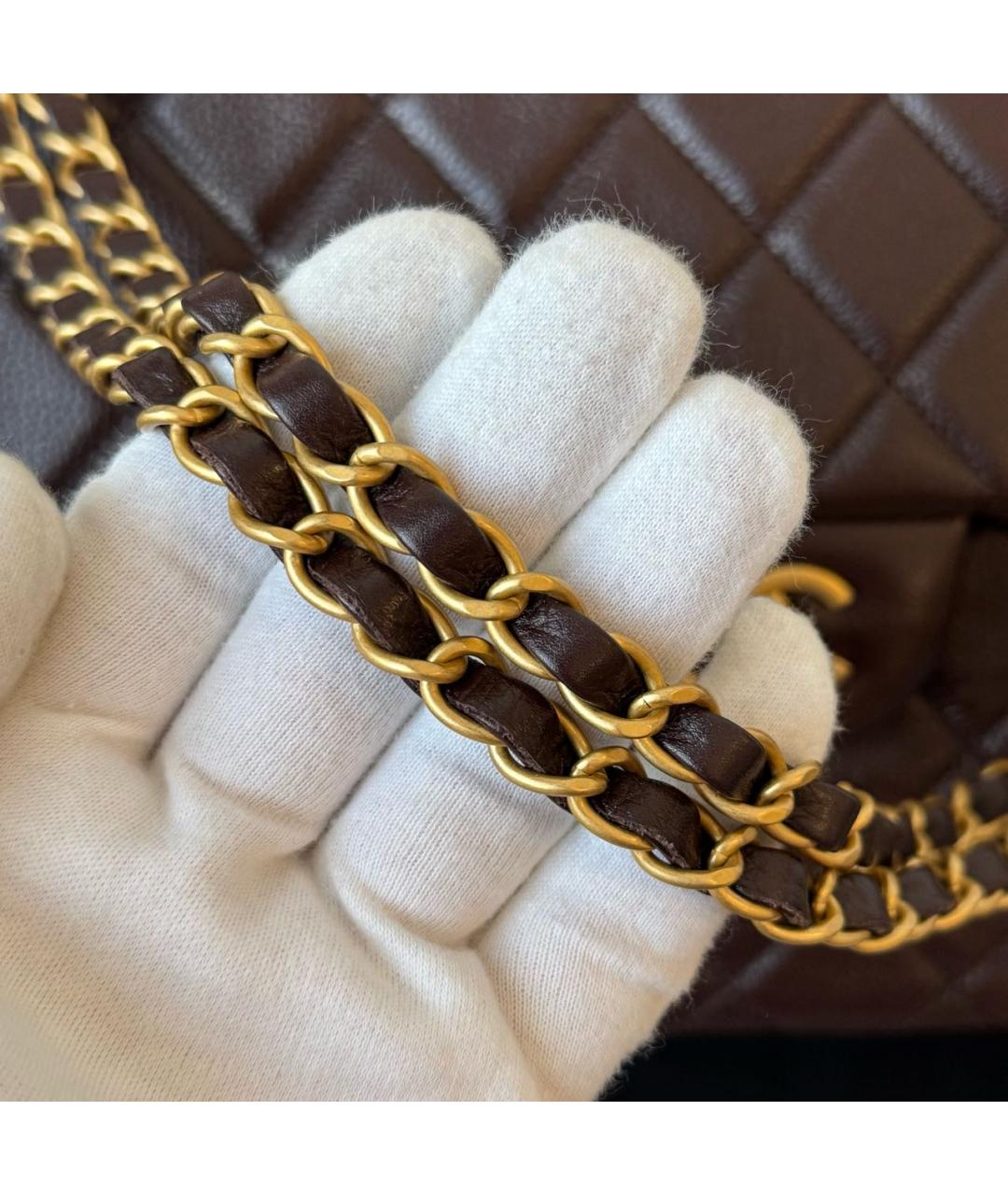 CHANEL Коричневая кожаная сумка через плечо, фото 5