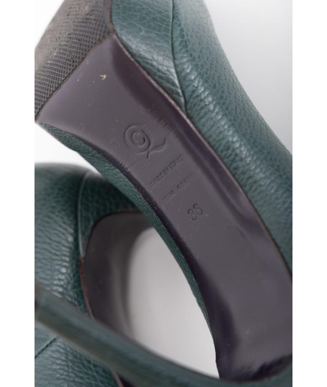 ALEXANDER MCQUEEN Зеленые кожаные туфли, фото 7