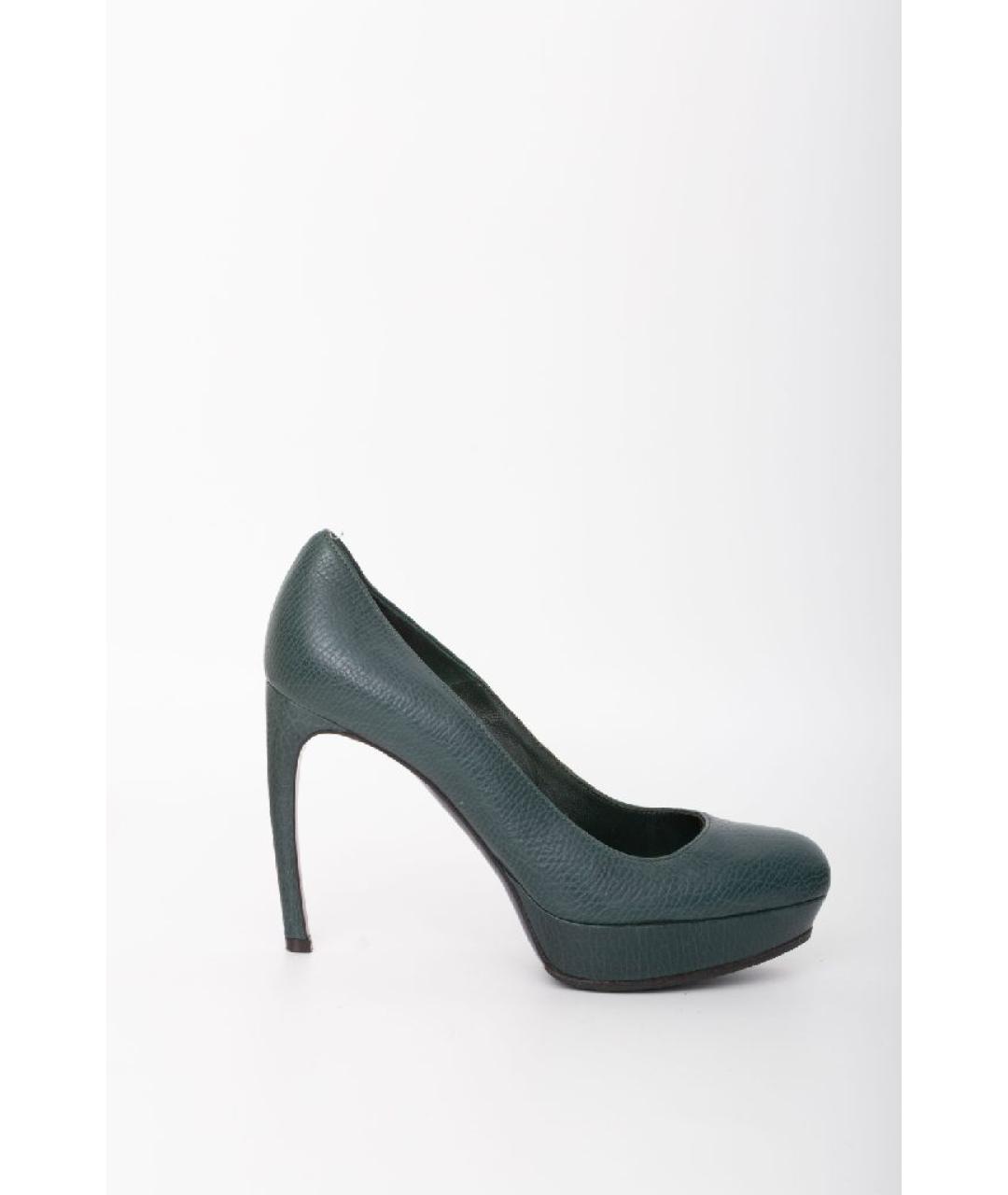 ALEXANDER MCQUEEN Зеленые кожаные туфли, фото 10