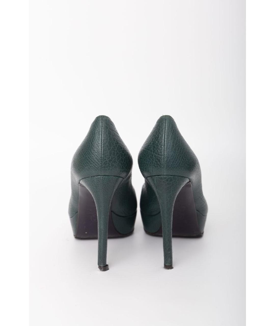 ALEXANDER MCQUEEN Зеленые кожаные туфли, фото 4