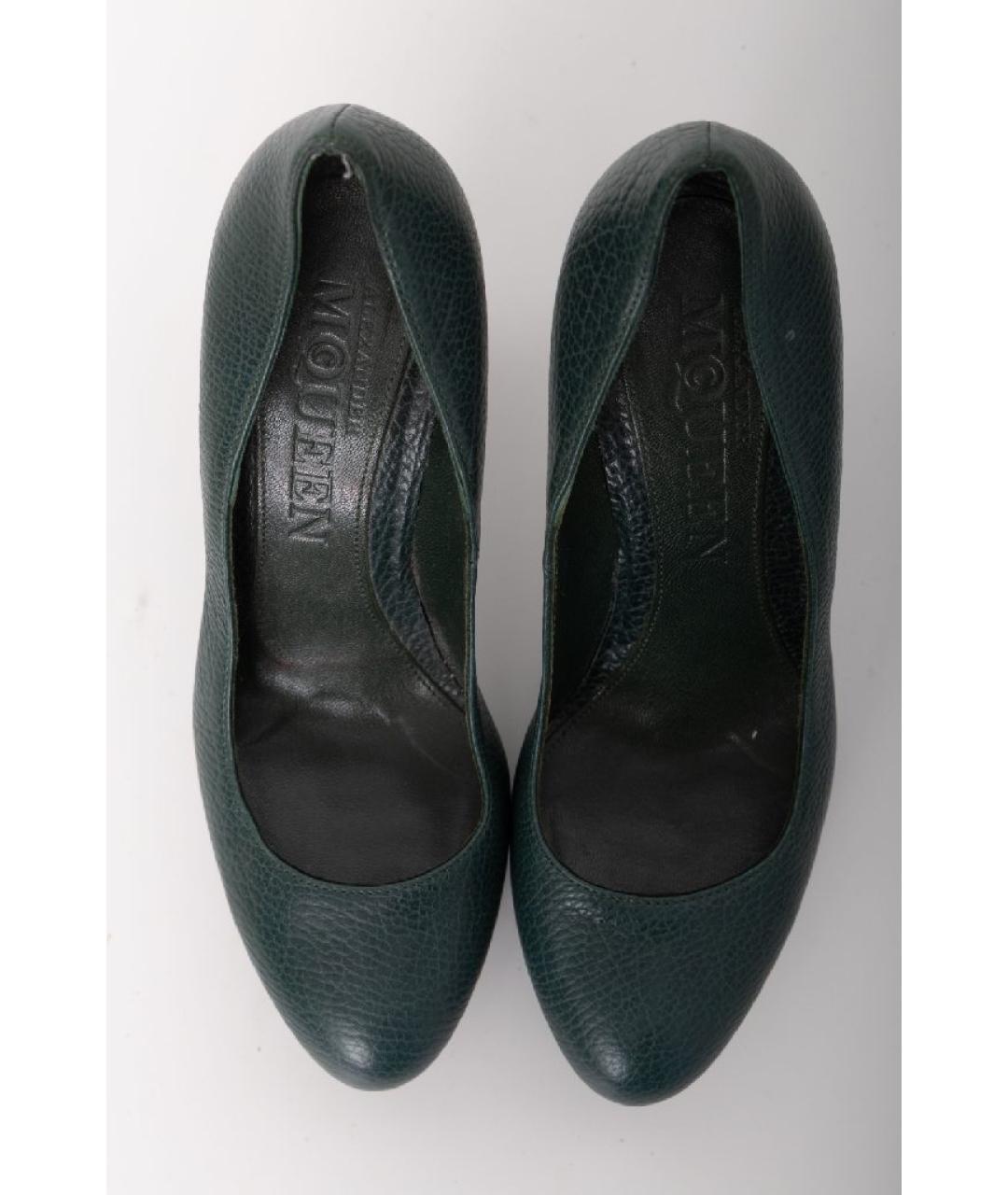ALEXANDER MCQUEEN Зеленые кожаные туфли, фото 3