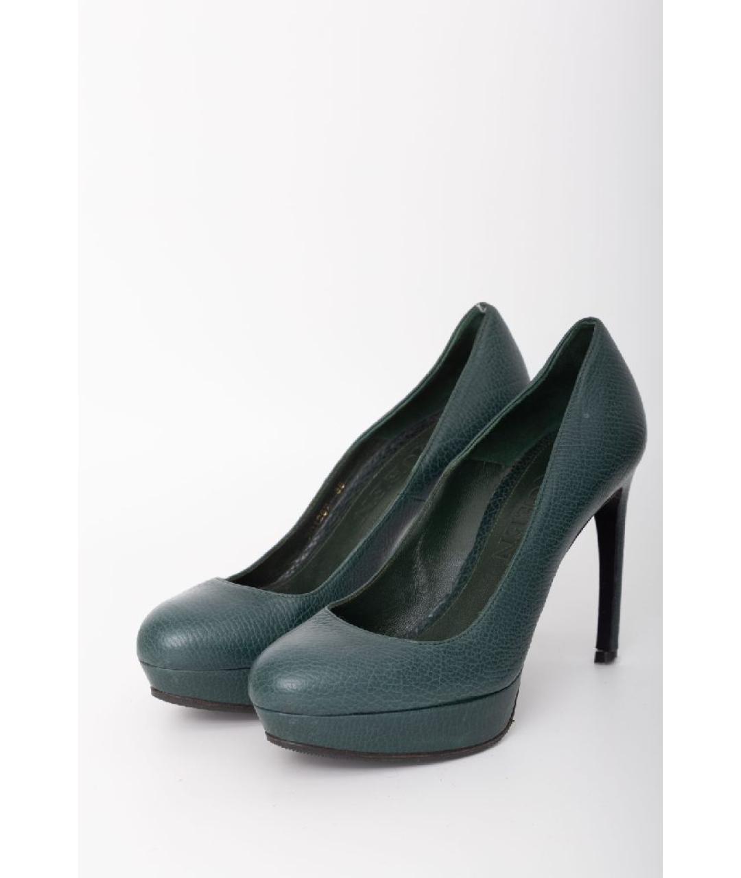 ALEXANDER MCQUEEN Зеленые кожаные туфли, фото 5