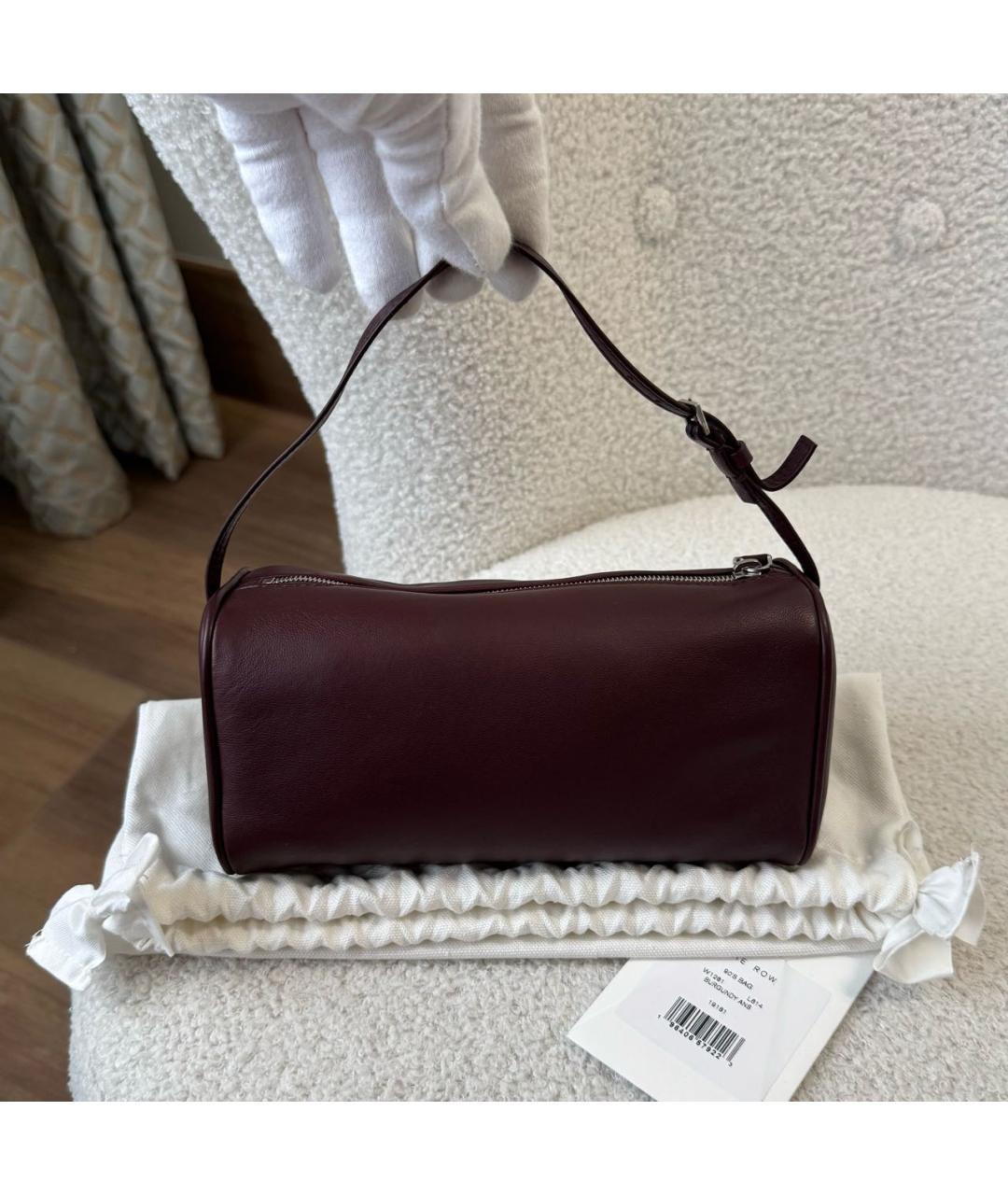 THE ROW Бордовая кожаная сумка с короткими ручками, фото 2