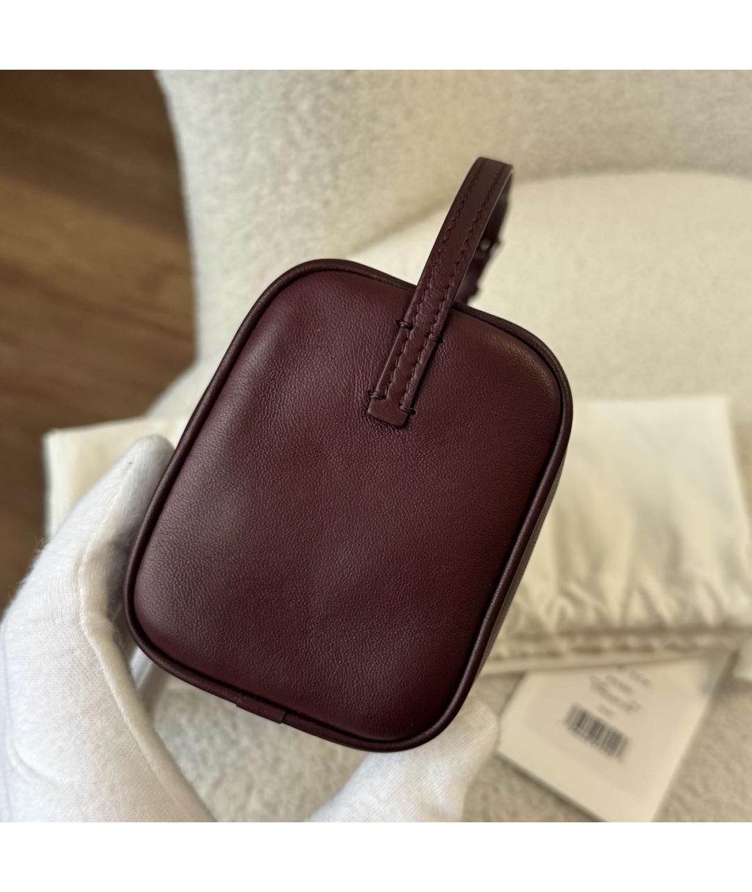 THE ROW Бордовая кожаная сумка с короткими ручками, фото 4