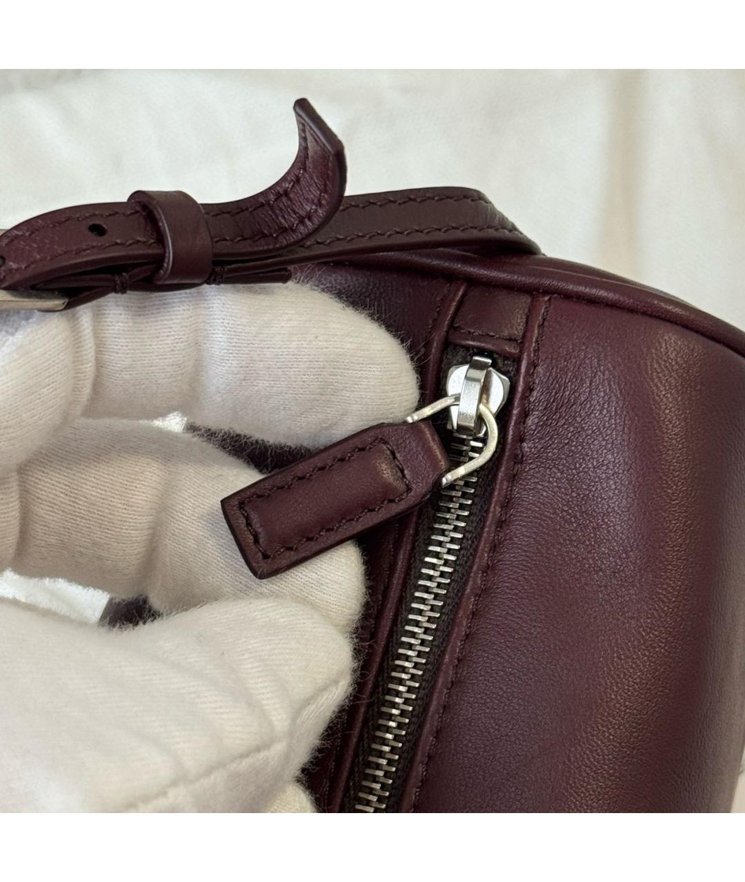 THE ROW Бордовая кожаная сумка с короткими ручками, фото 6