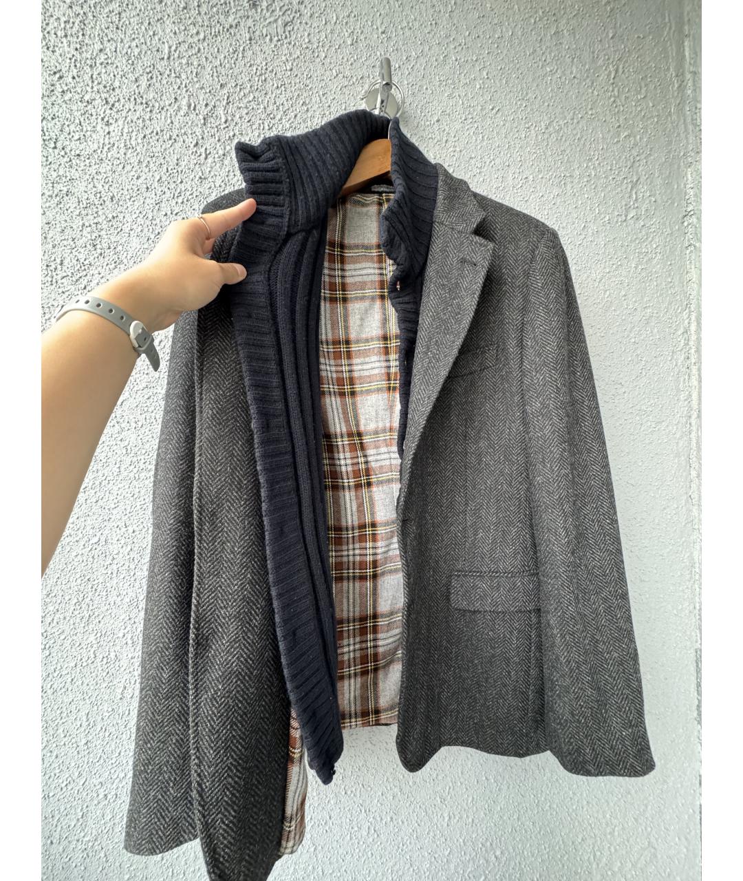 DOLCE&GABBANA Серое шерстяное пальто, фото 2