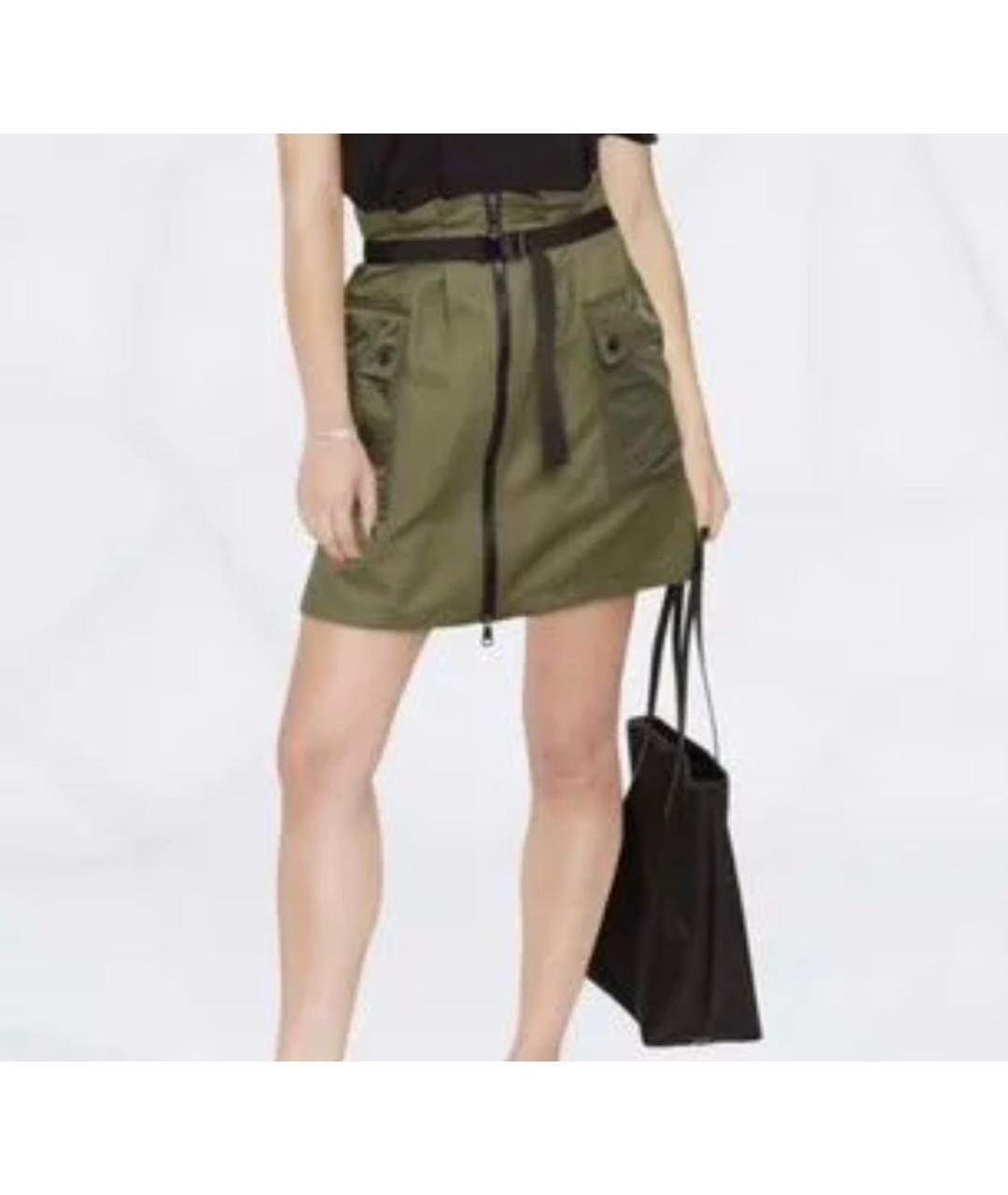 MONCLER Хаки хлопковая юбка мини, фото 2