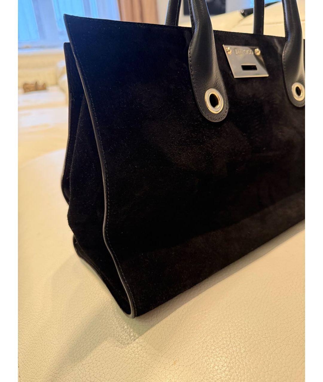 JIMMY CHOO Черная замшевая сумка с короткими ручками, фото 2