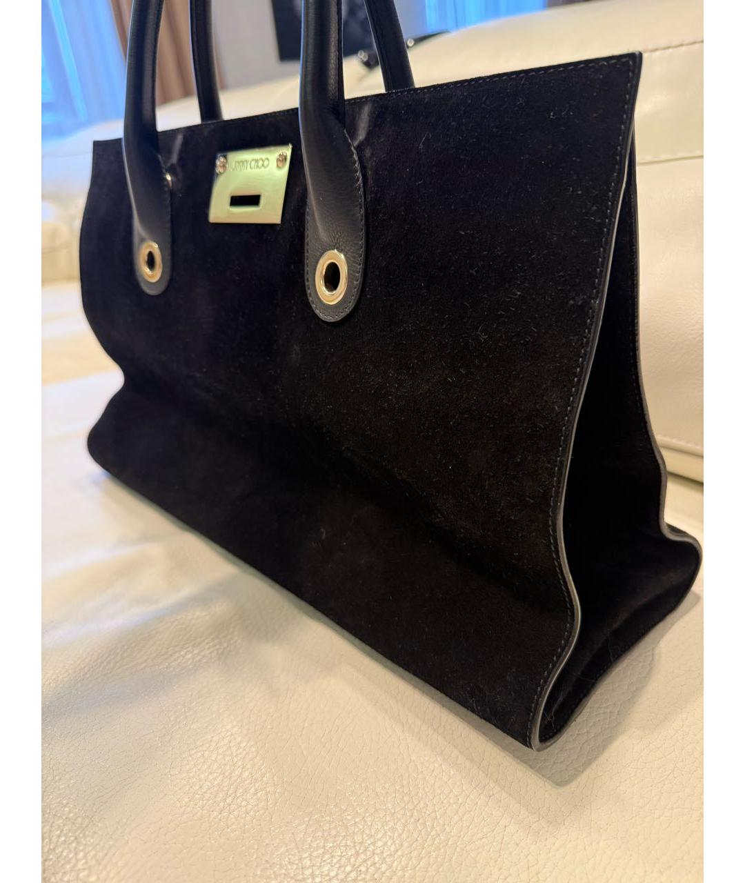 JIMMY CHOO Черная замшевая сумка с короткими ручками, фото 6