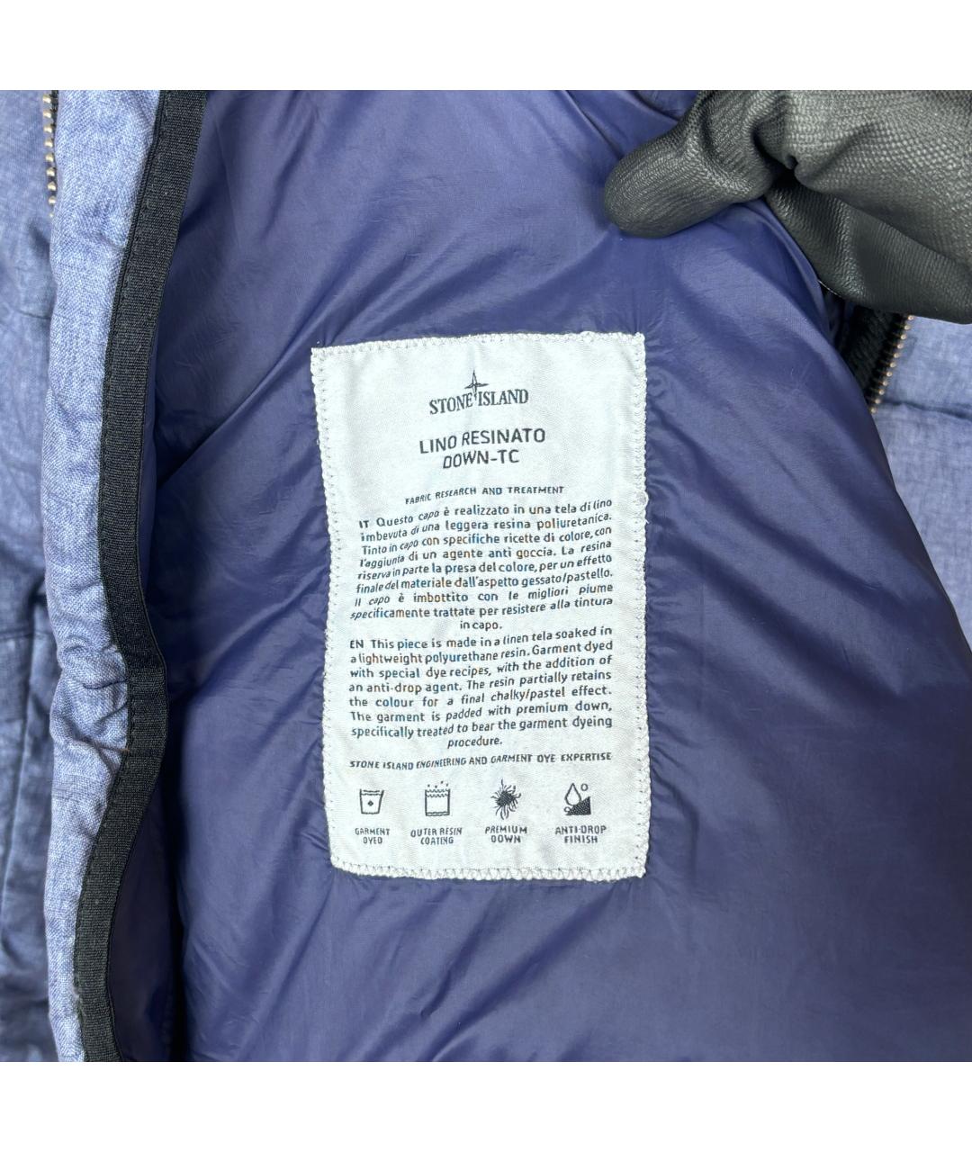 STONE ISLAND Синий полиэстеровый пуховик, фото 8