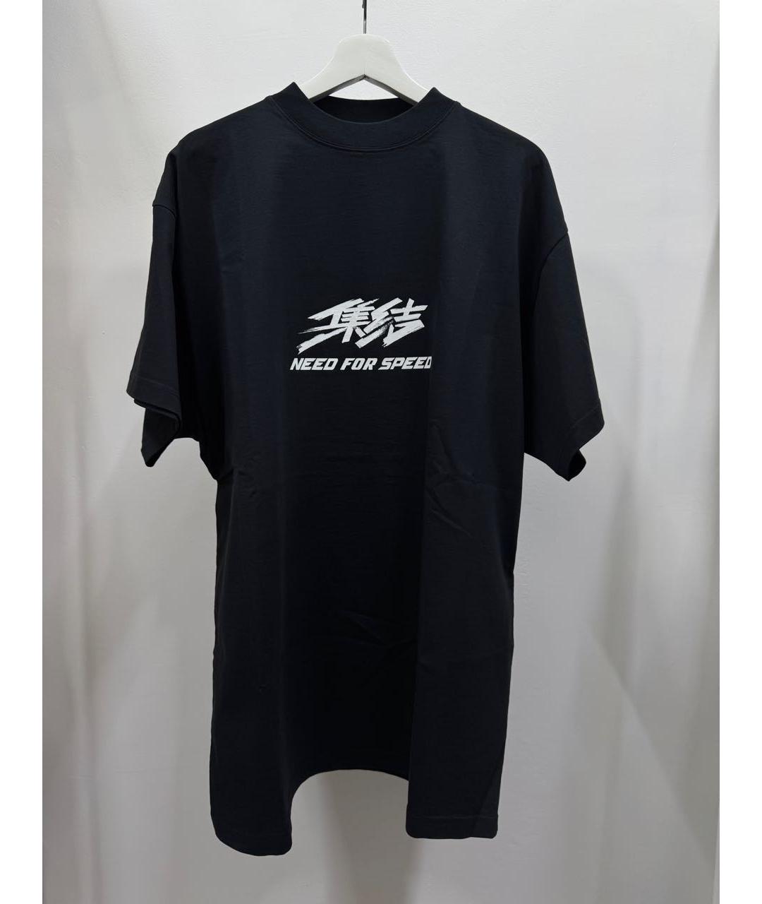 BALENCIAGA Черная хлопковая футболка, фото 4