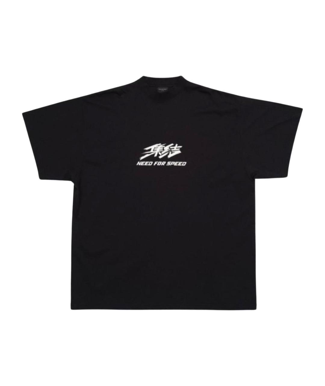 BALENCIAGA Черная хлопковая футболка, фото 1