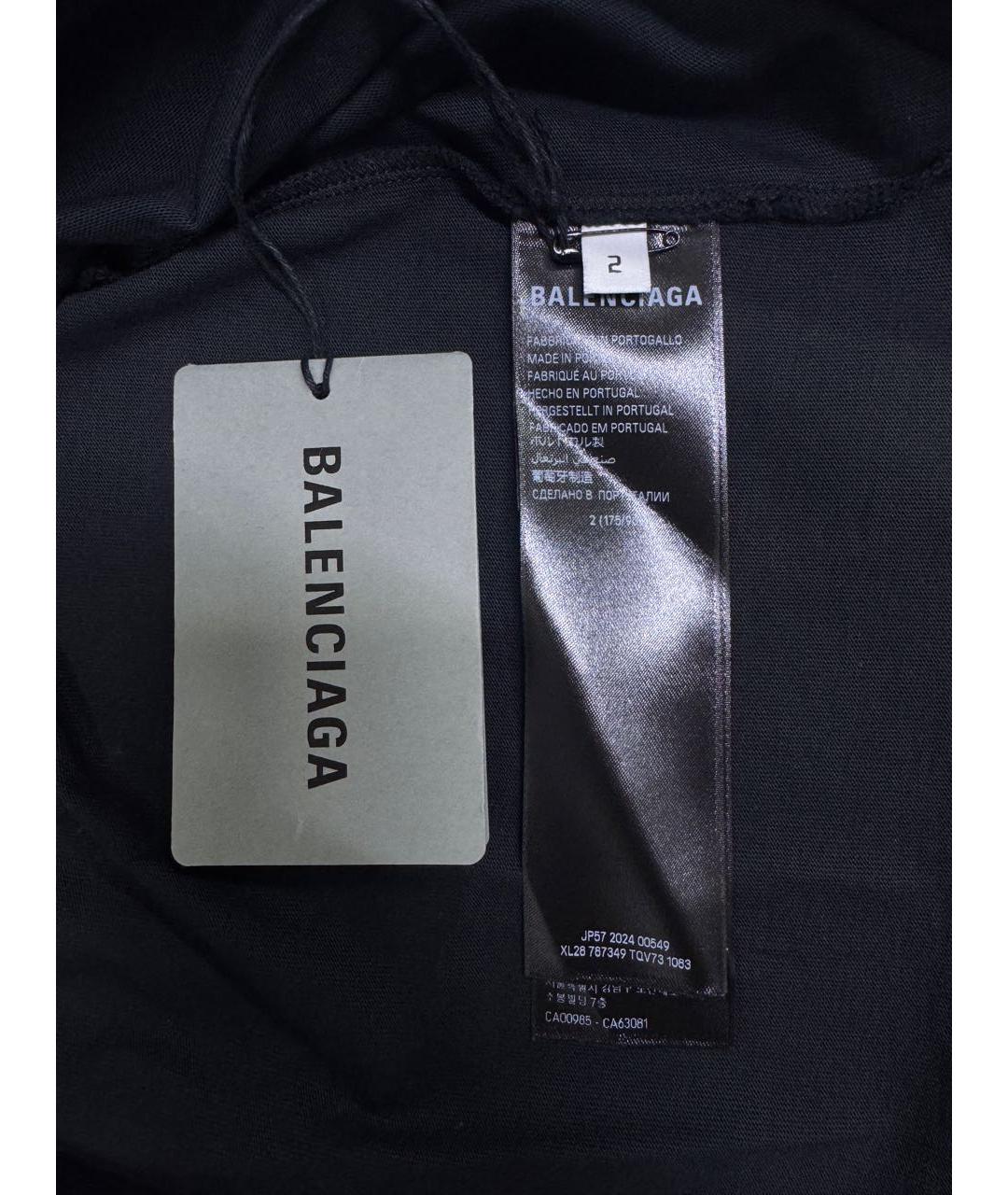 BALENCIAGA Черная хлопковая футболка, фото 6