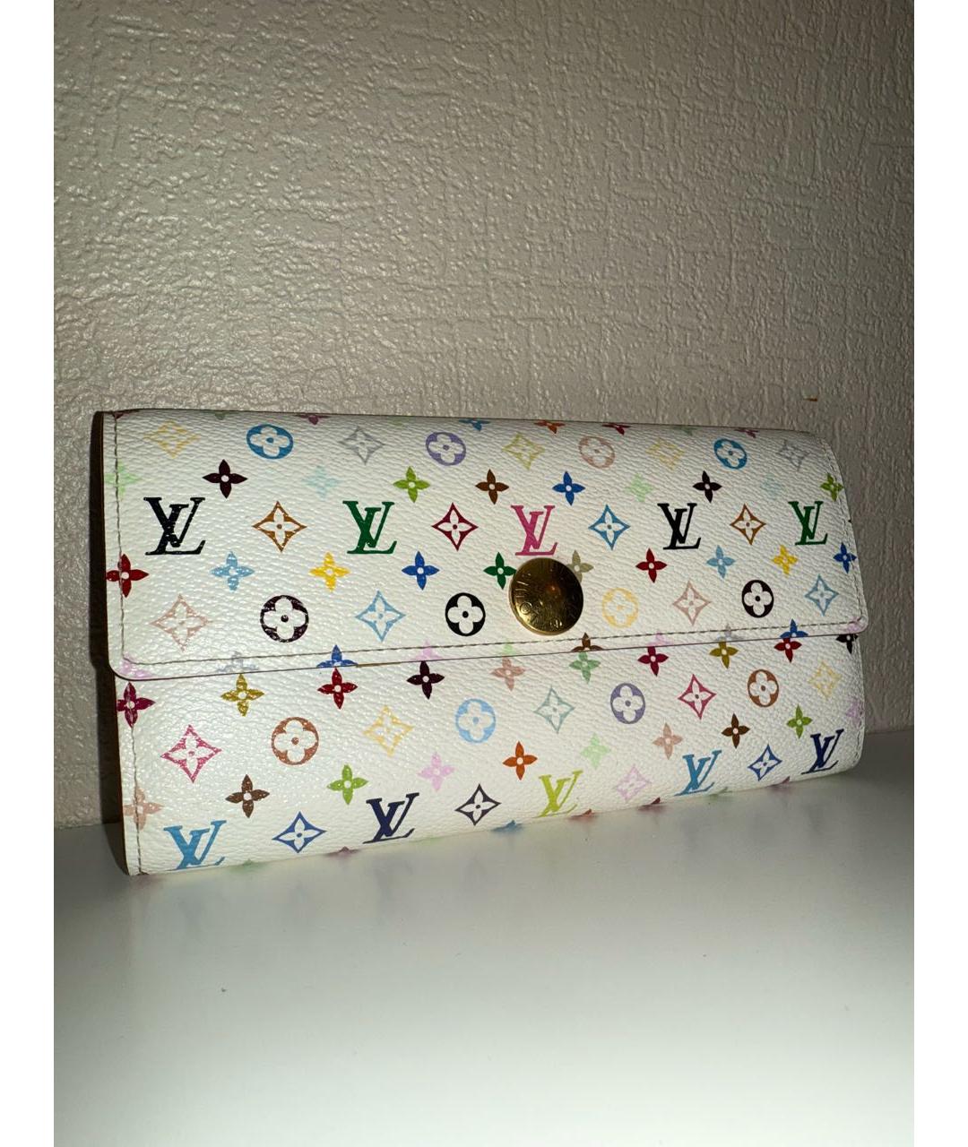LOUIS VUITTON Белый кожаный кошелек, фото 2