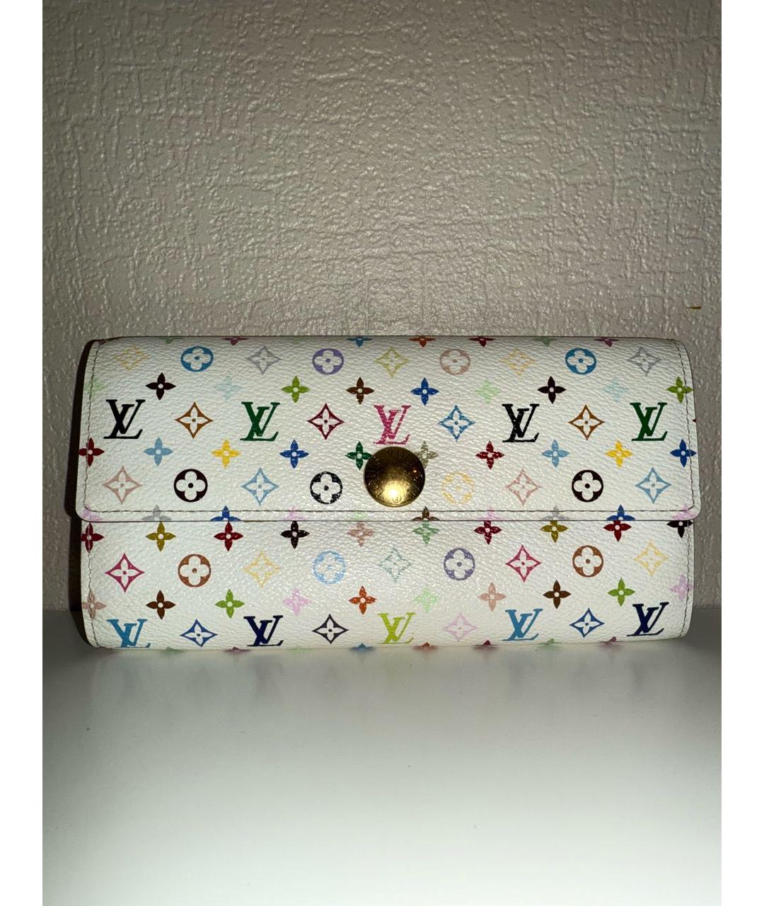 LOUIS VUITTON Белый кожаный кошелек, фото 6