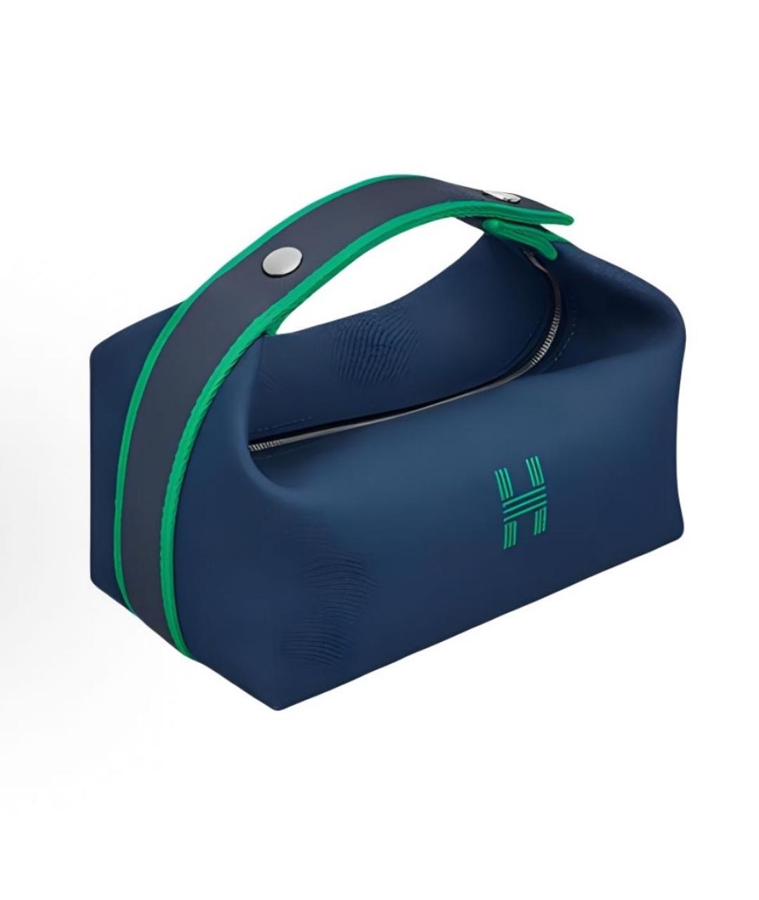 HERMES Темно-синяя тканевая косметичка, фото 3