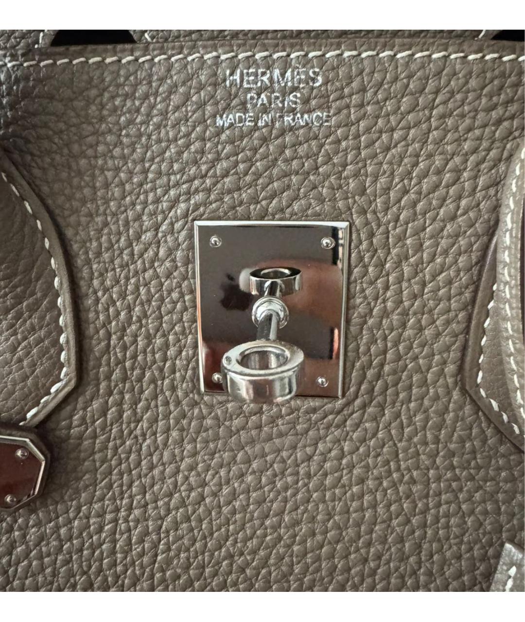 HERMES Бежевая кожаная сумка с короткими ручками, фото 5