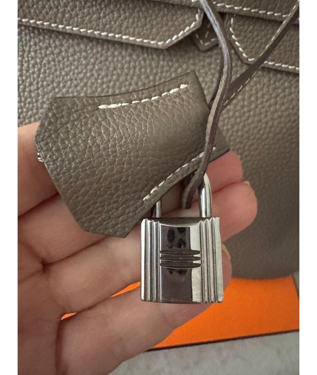 HERMES Бежевая кожаная сумка с короткими ручками, фото 8
