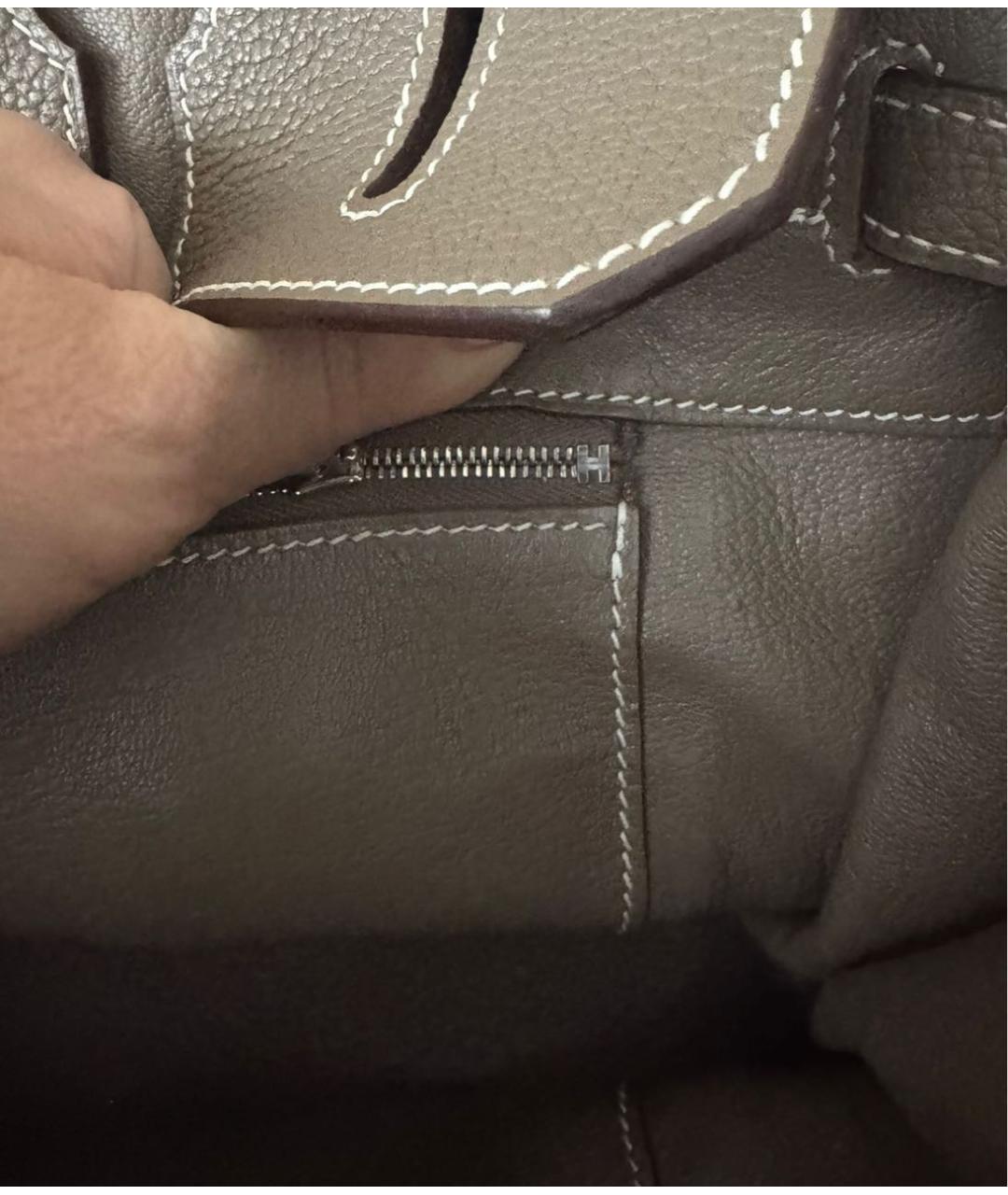 HERMES Бежевая кожаная сумка с короткими ручками, фото 6