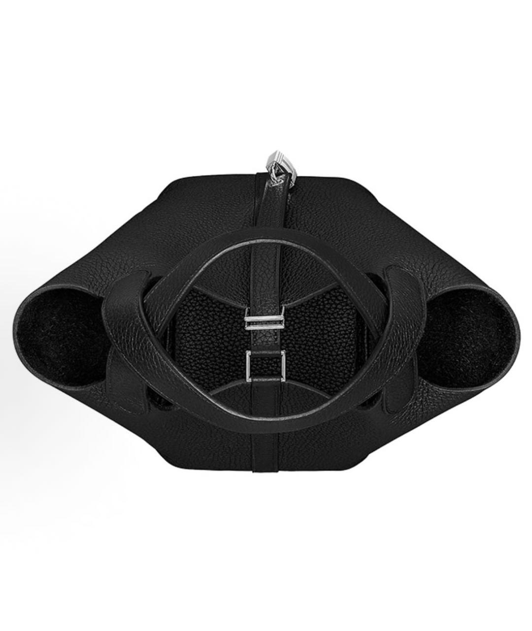 HERMES Черная кожаная сумка с короткими ручками, фото 3