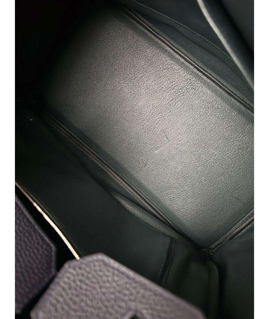 HERMES Темно-синяя кожаная сумка с короткими ручками, фото 4