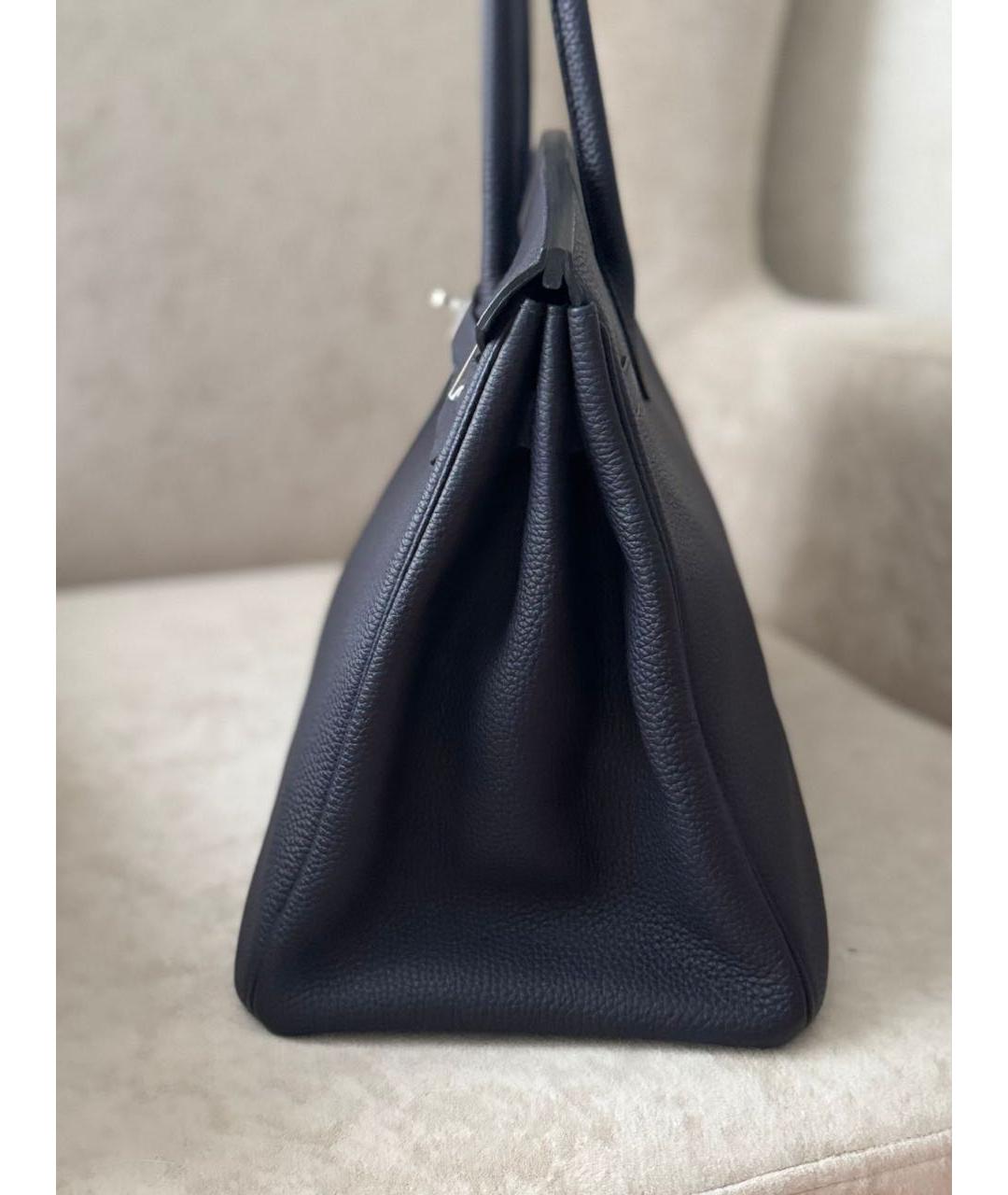 HERMES Темно-синяя кожаная сумка с короткими ручками, фото 2